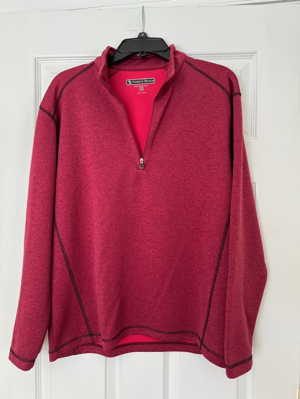 PEBBLE BEACH Quarter zip golf pull-over red burgundy size Medium